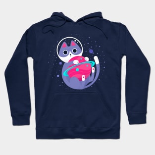 Astronaut Cat Playing in Outer Space Hoodie